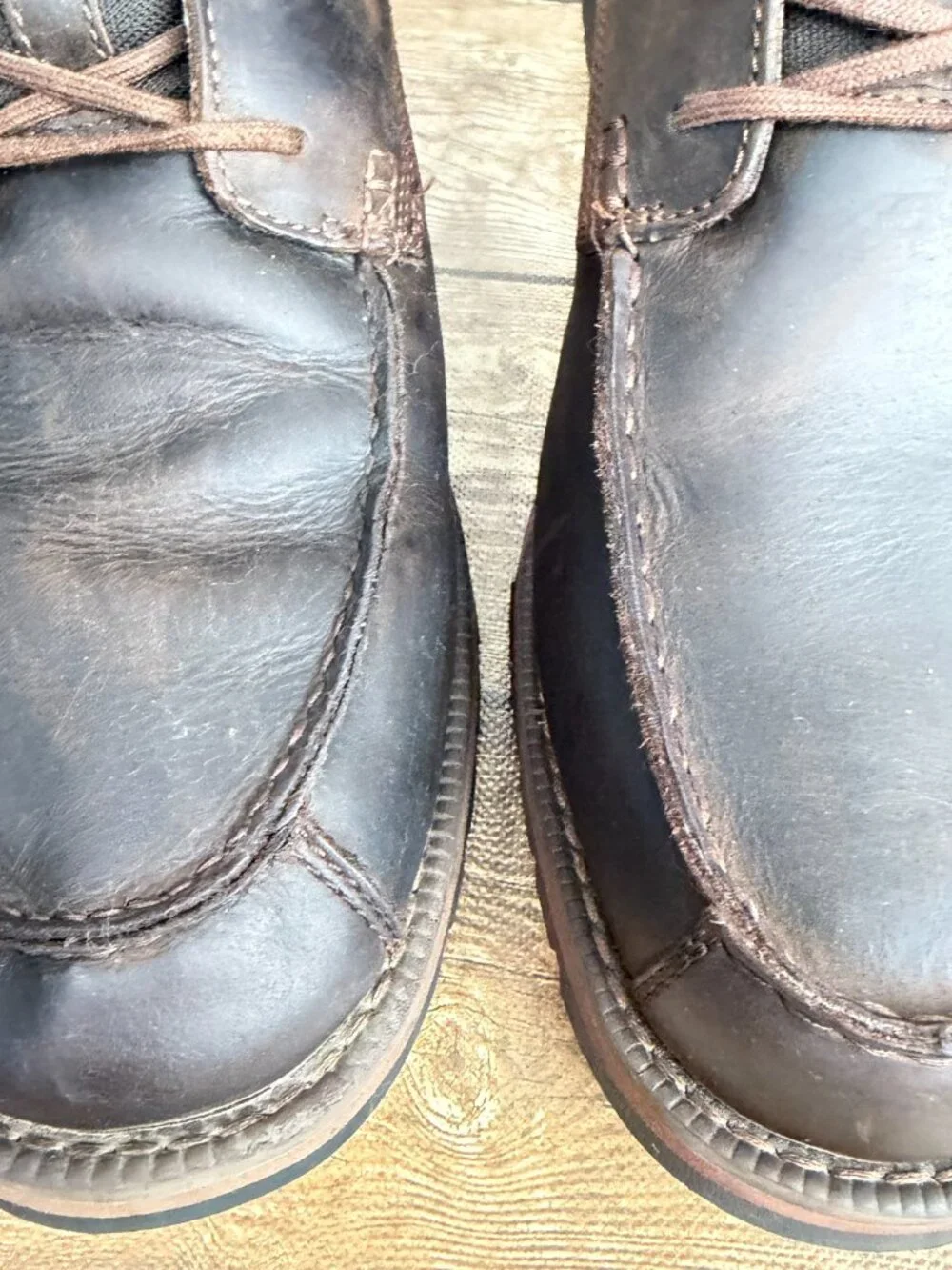 Timberland Men's Size 13 Brown Leather Moc Toe Chukka Boots OrthoLite Rugged